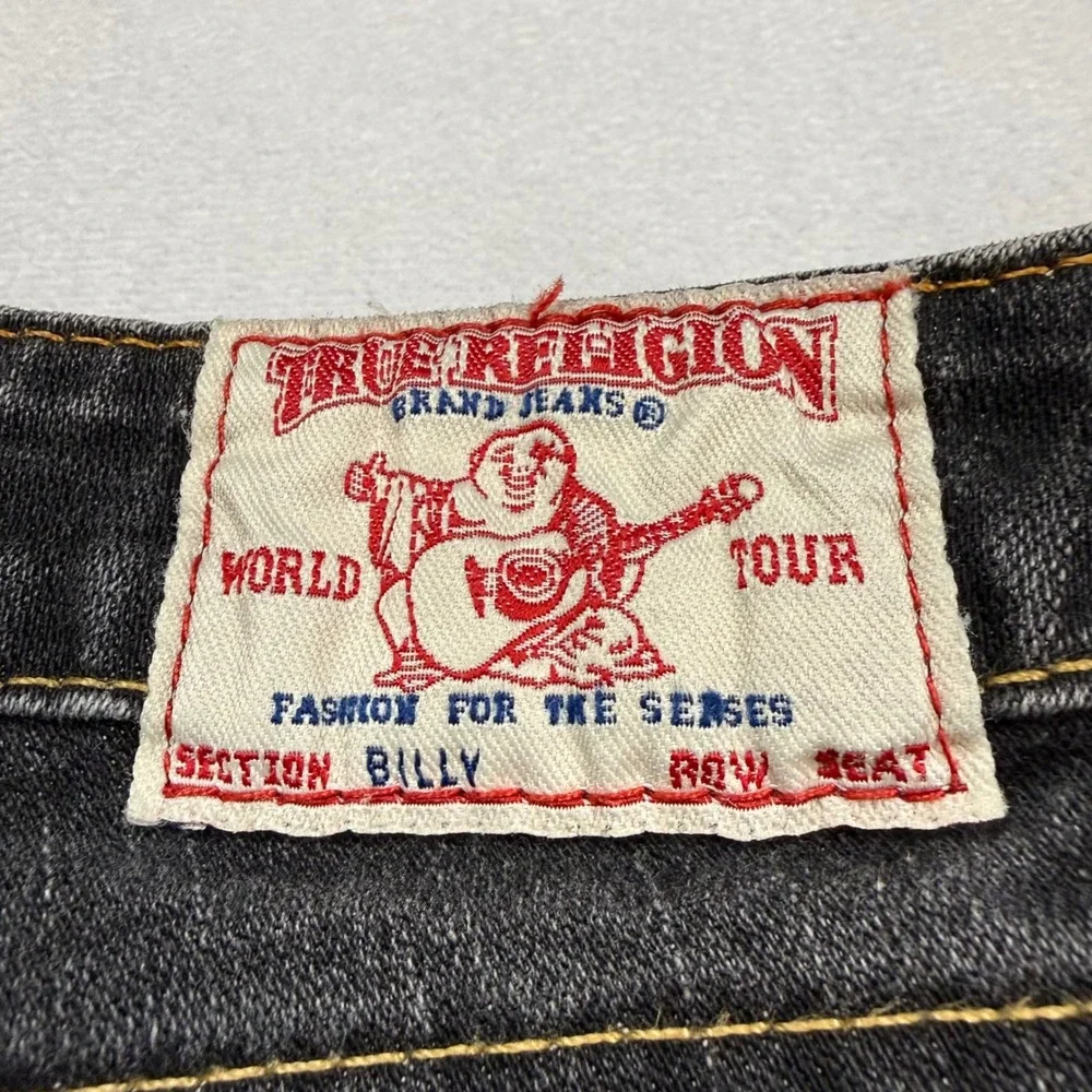 True Religion Billy Mens Straight Leg Jeans Gray Charcoal Stitch 29 70-5720M USA